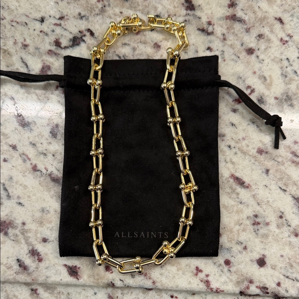 All Saints Polished Gold Chunky Link Necklace